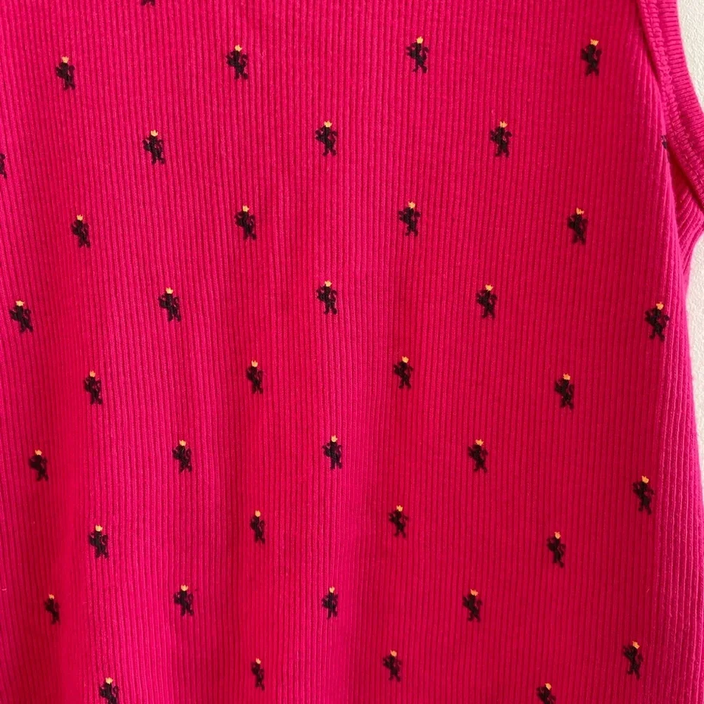 J. Crew Factory Pink Lion Ribbed Tank Top Size Small